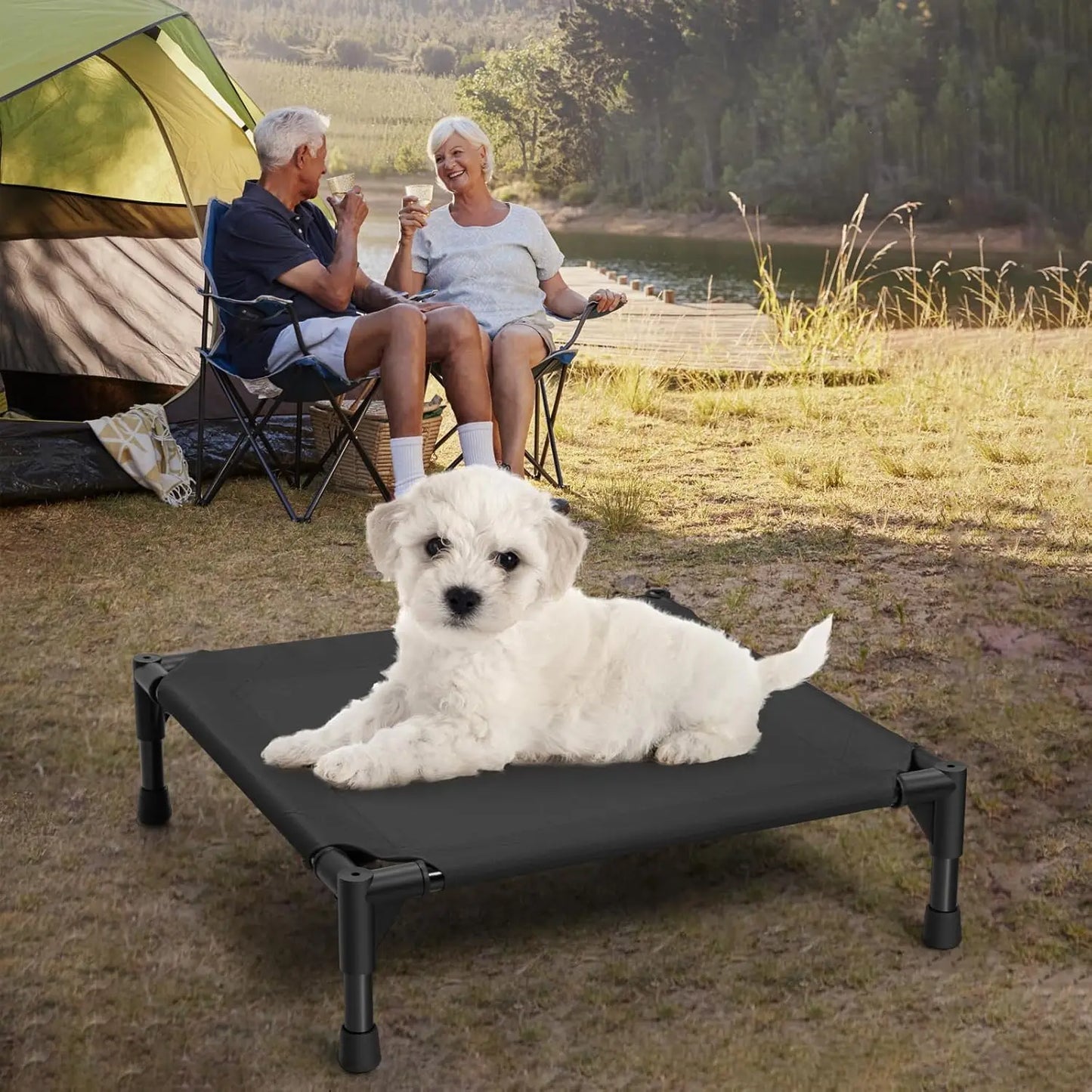 Elevated Cooling Pet Bed With Metal Frame For Dogs And Cats