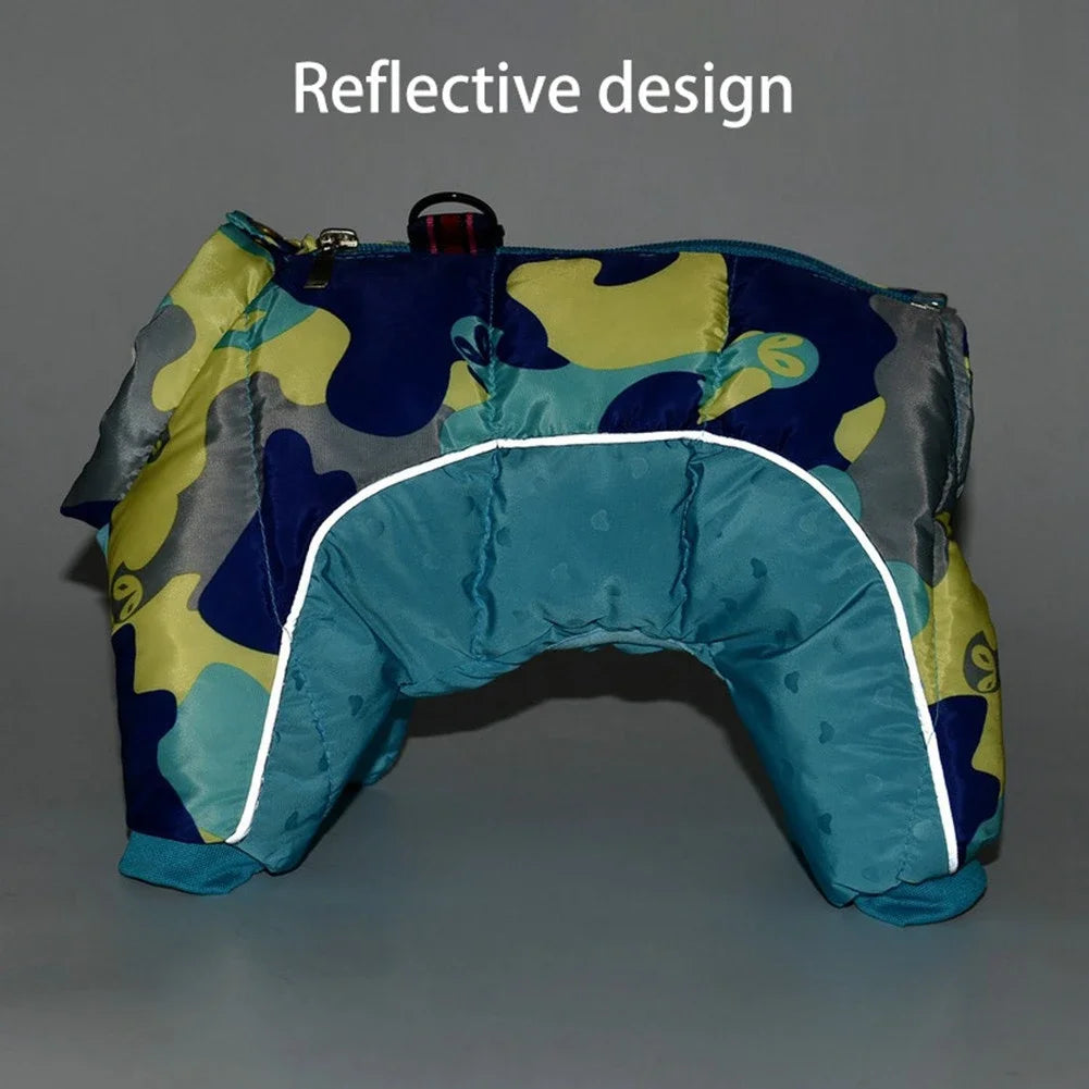 NONECN Warm Fleece Dog Coat Winter Puffer Jacket Reflective Turtleneck