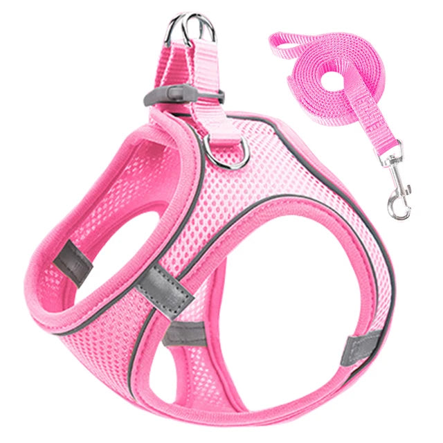 Reflective Cat Harness And Leash Set Adjustable For Cats