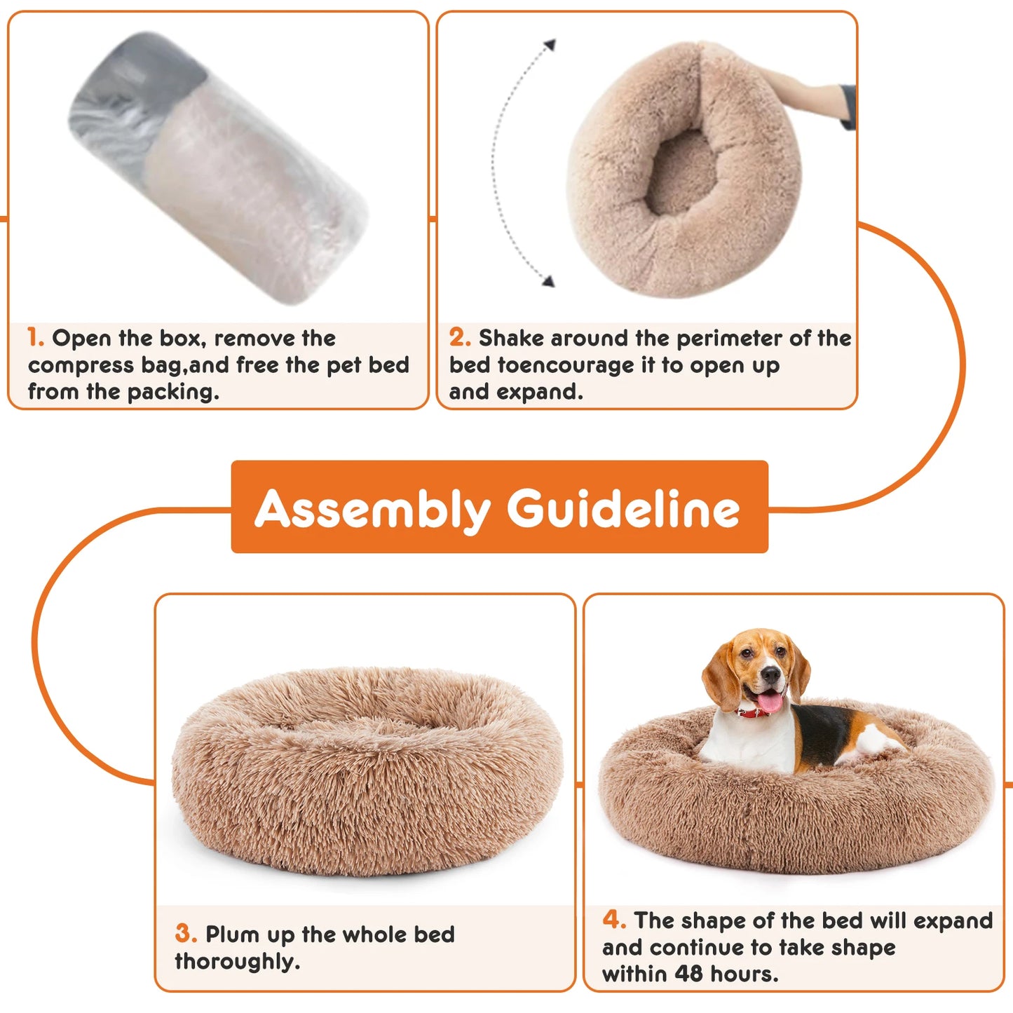 JHK Calming Dog Bed For Medium And Large Dogs Washable Anti Slip