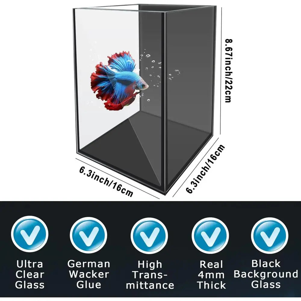 Glass Betta Aquarium Starter Kit With LED Light Power Filter