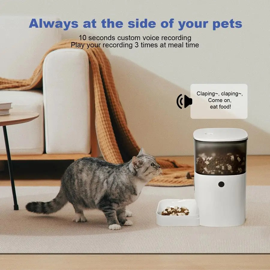 Automatic Cat Feeder 4L Dispenser With Voice Recorder 8 Meals