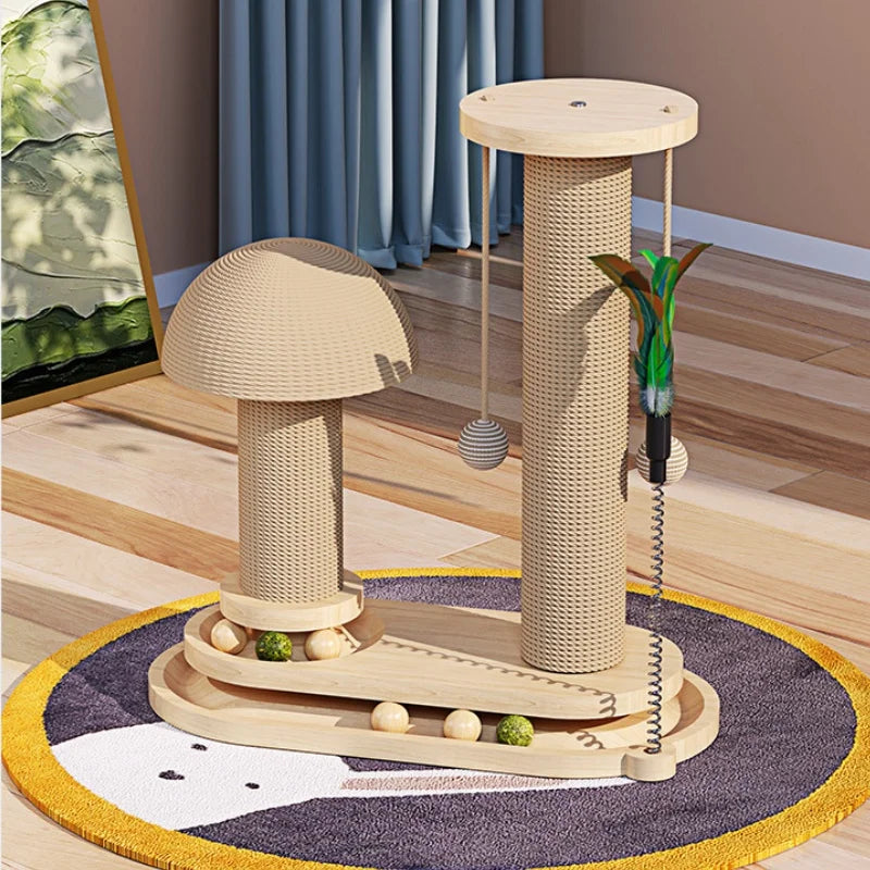 Czbnxyx Three-Tier Interactive Cat Scratching Post Tower With Jute Ball Track