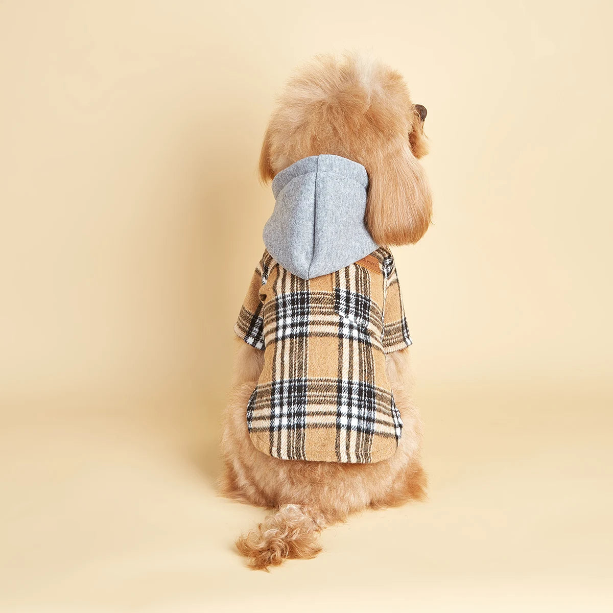 NONECN Dog Hoodie for Small Dogs with Pocket Plaid Sweatshirt