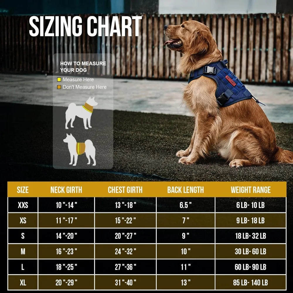 No Pull Tactical Dog Harness Vest With Hook And Loop Panels Adjustable