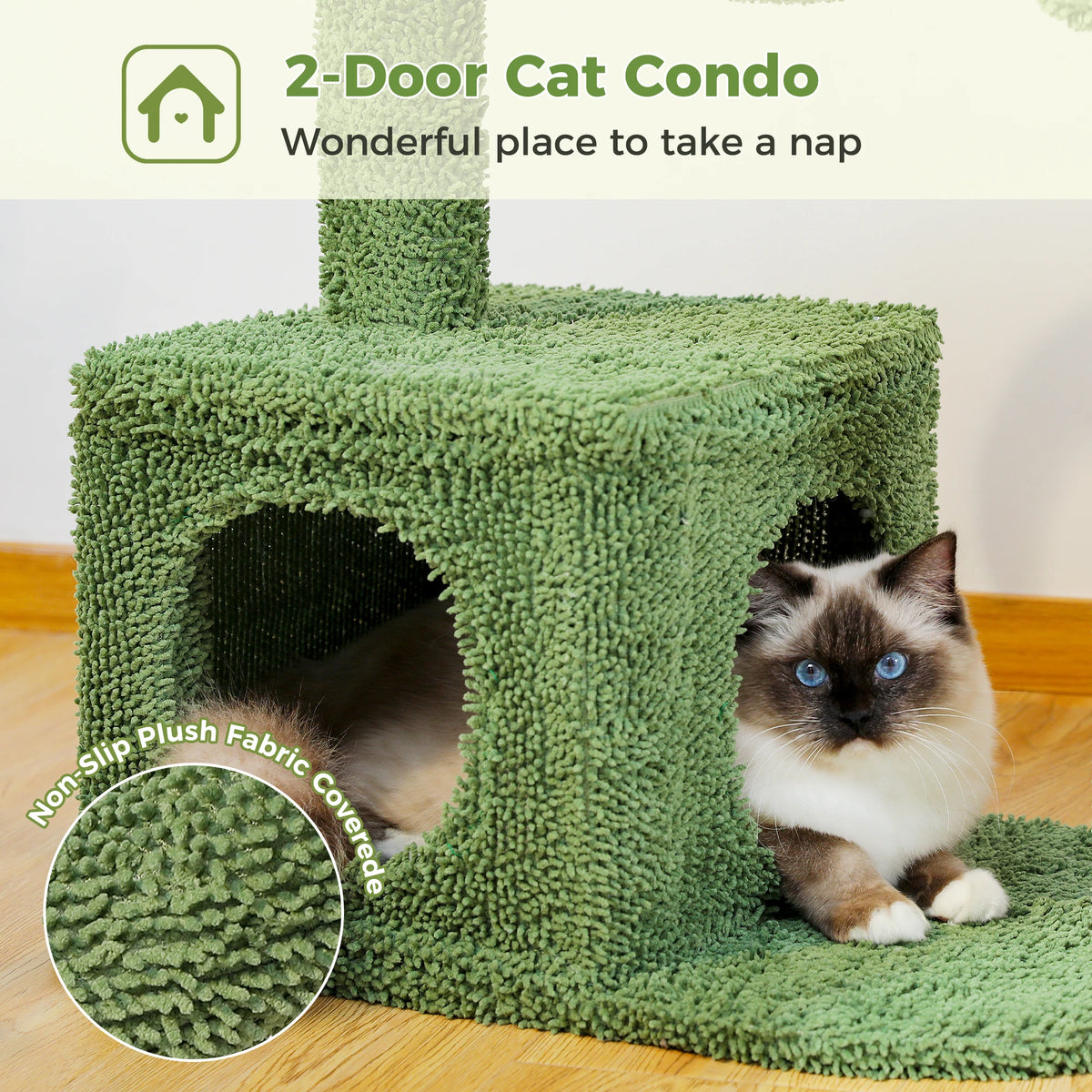 PEQULTI Cactus Cat Tree with Condo, Hammock and Scratching Post