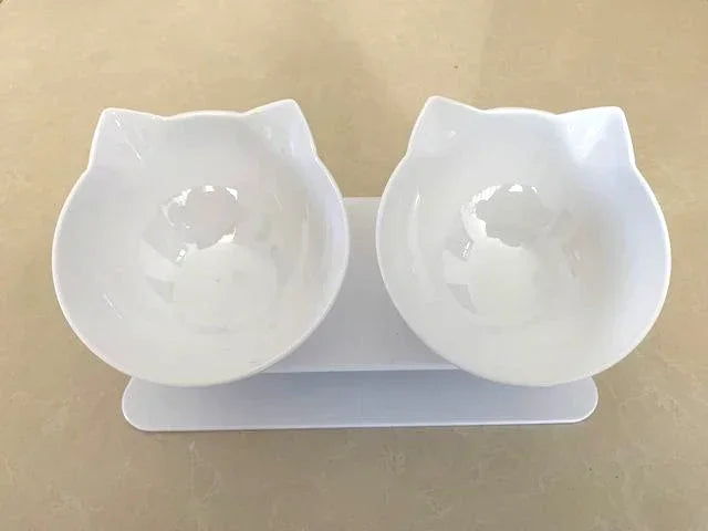 Non Slip Double Cat Bowl With Stand Feeding Water Bowl