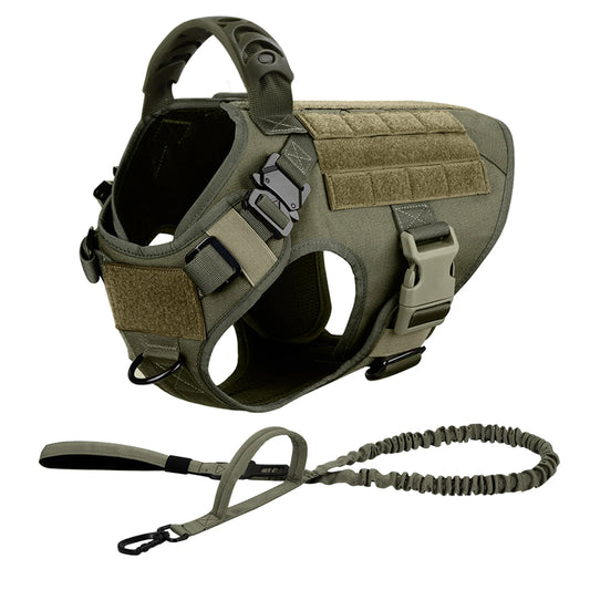 Tactical Dog Harness Leash Set For Large Dogs No Pull Vest Handle