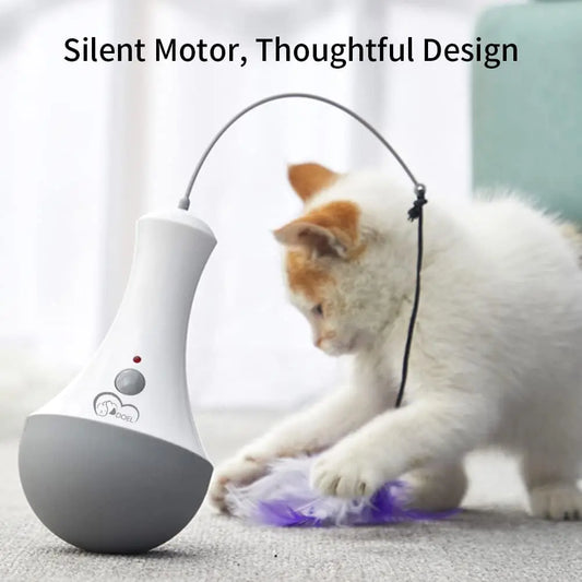 Interactive Rotating Feather Cat Toy for Indoor Exercise and Play