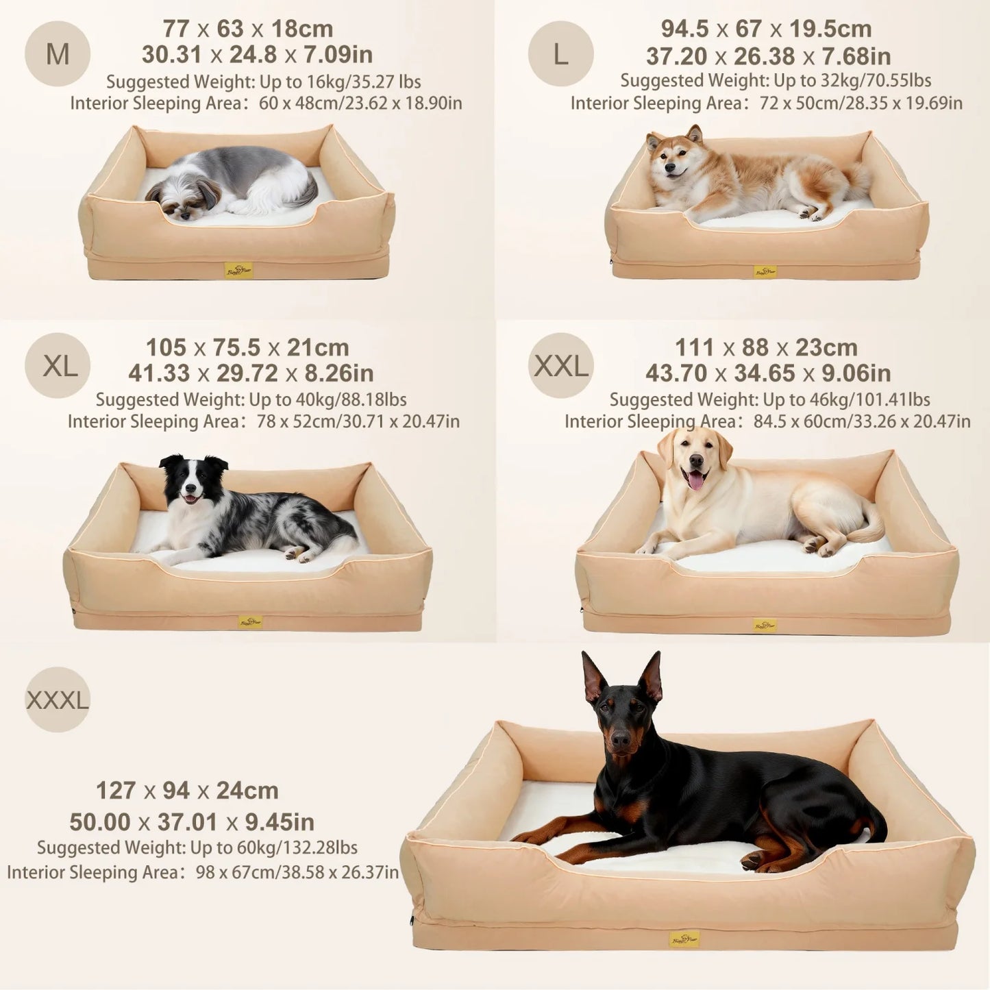 BINGOPAW Orthopedic Dog Bed Waterproof Foam Base Bolster
