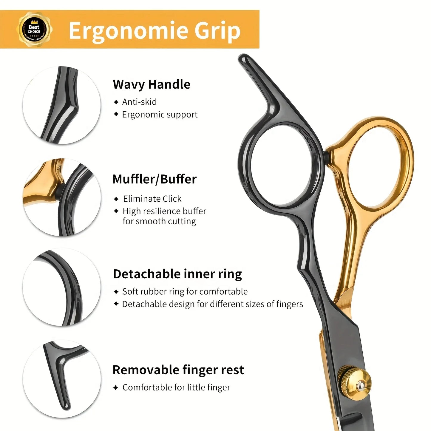 Stainless Steel Hair Cutting Scissors Kit With Thinning Shears