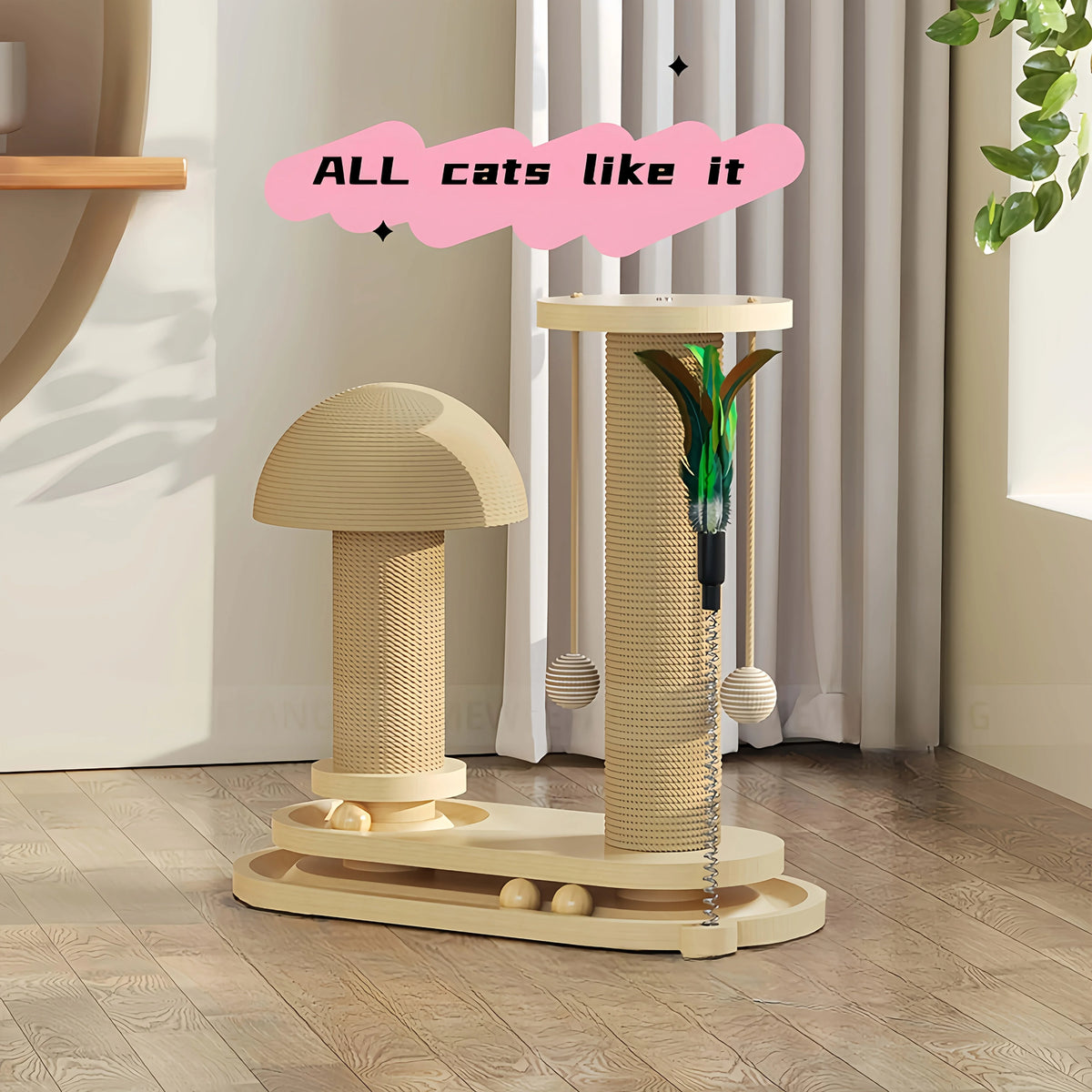 Czbnxyx Three-Tier Interactive Cat Scratching Post Tower With Jute Ball Track