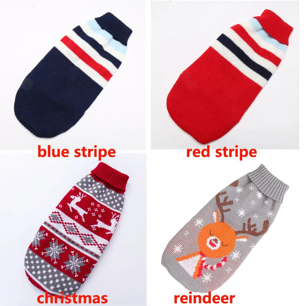 NONECN Wool Dog Sweater For Winter Warmth Striped Knit