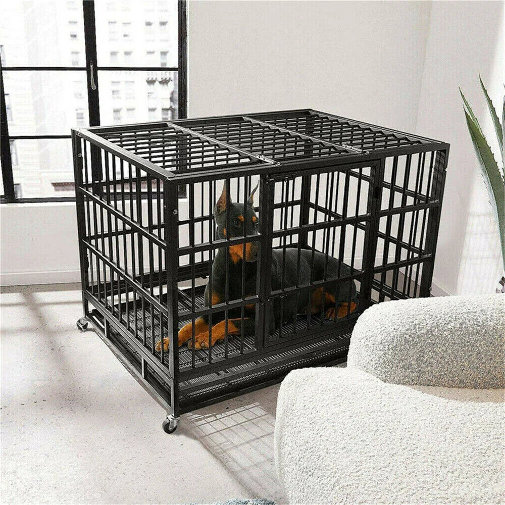 Borwarth Heavy Duty Dog Crate Chew Resistant Square Tube Kennel