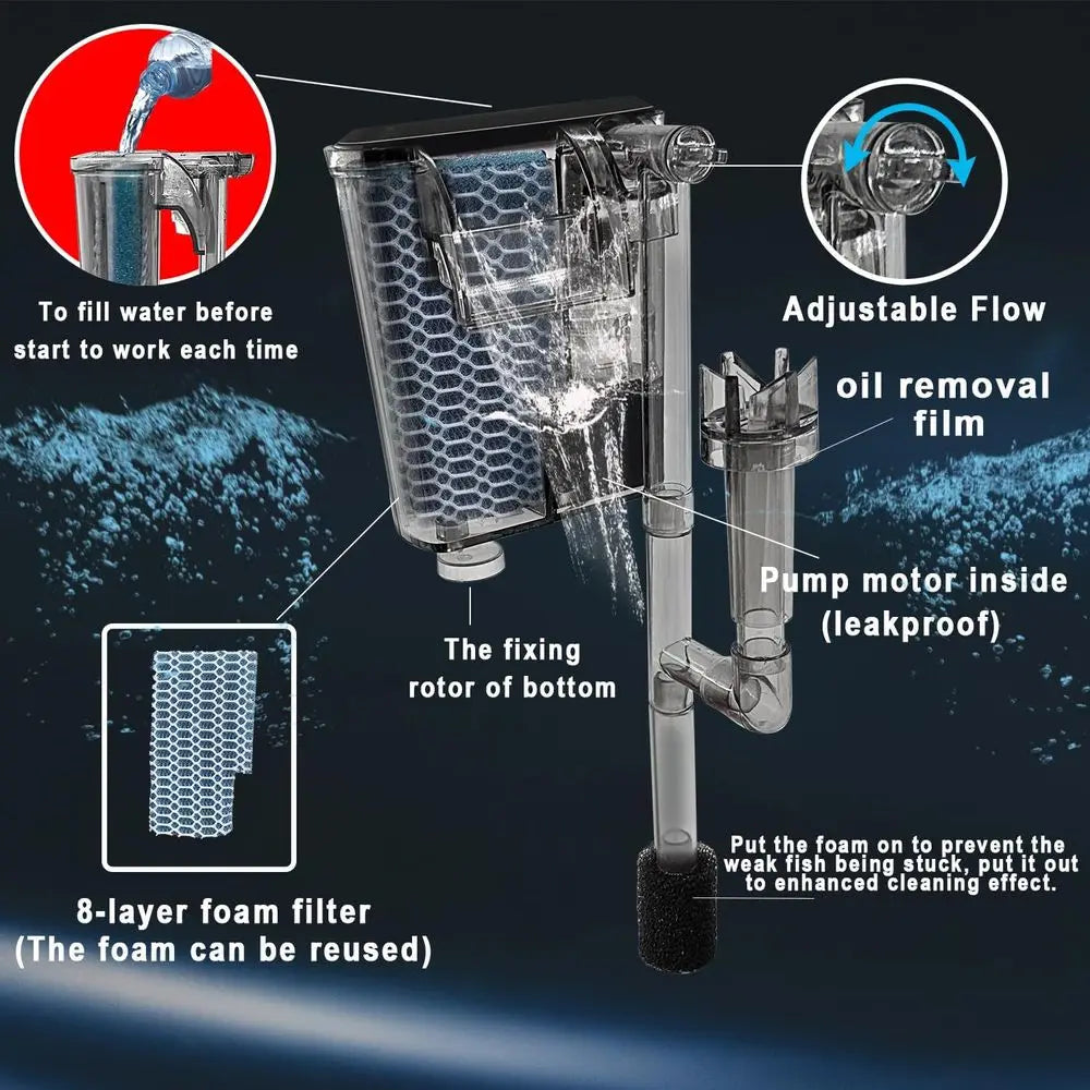 Glass Betta Aquarium Starter Kit With LED Light Power Filter