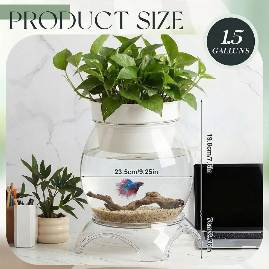 Plastic Aquaponic Betta Tank With Base And Top Shatterproof Clear