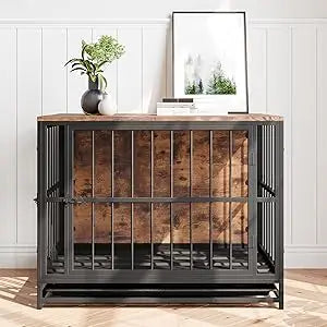 VECOCHO Wooden Dog Crate Furniture Indoor Kennel Heavy Duty With Double Doors