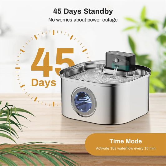 Weomg Rechargeable Stainless Steel Wireless Pet Water Fountain With Battery