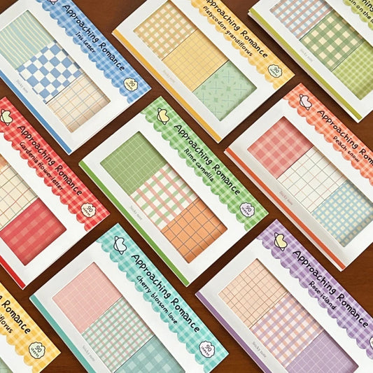 Kawaii Grid Sticky Notes Set Cute Memo Pads for Journaling and Scrapbooking