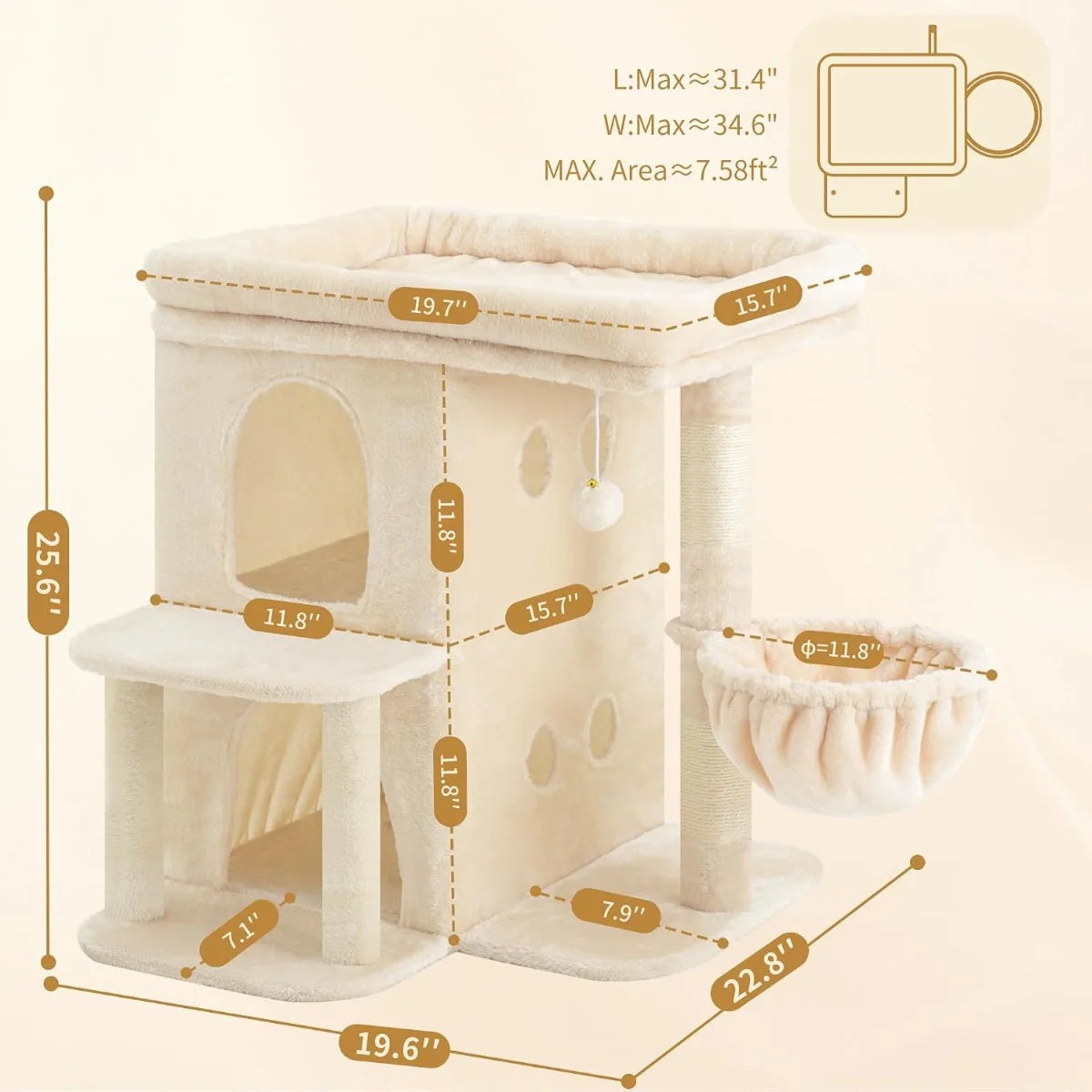 Nbvcx Two Tier Sisal Cat Tower With Perch And Basket