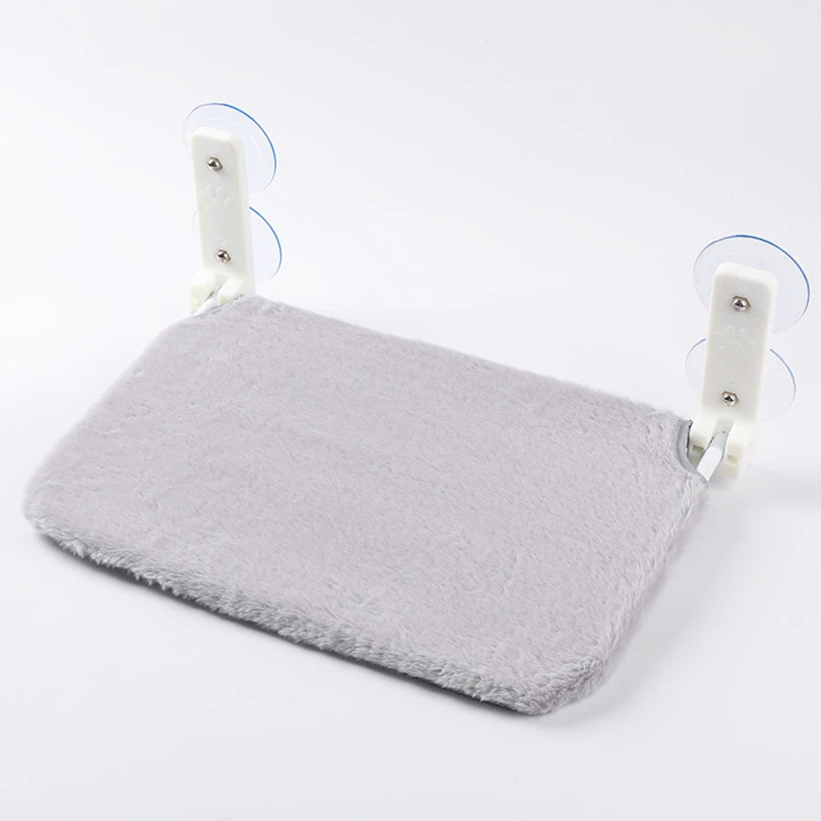 Foldable Cat Hammock With Plush Mesh For Window Mount And Suction Cups