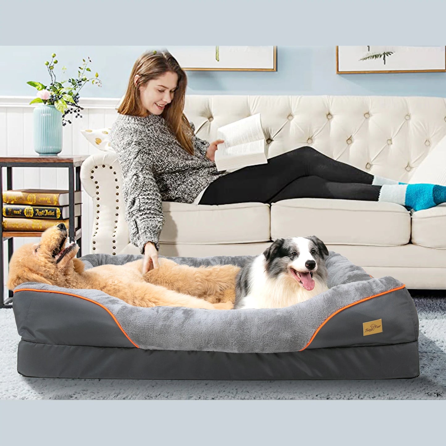 BINGOPAW Dog Bed Removable Washable Cover Anti Allergy Fleece Waterproof