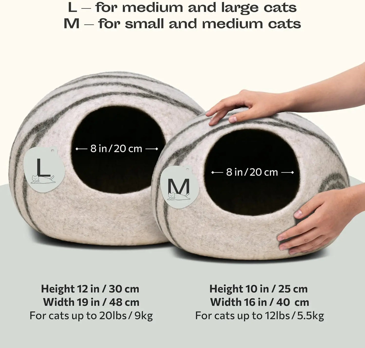 Cat Cave Premium Felt Cat Bed Indoor Cats Merino Wool