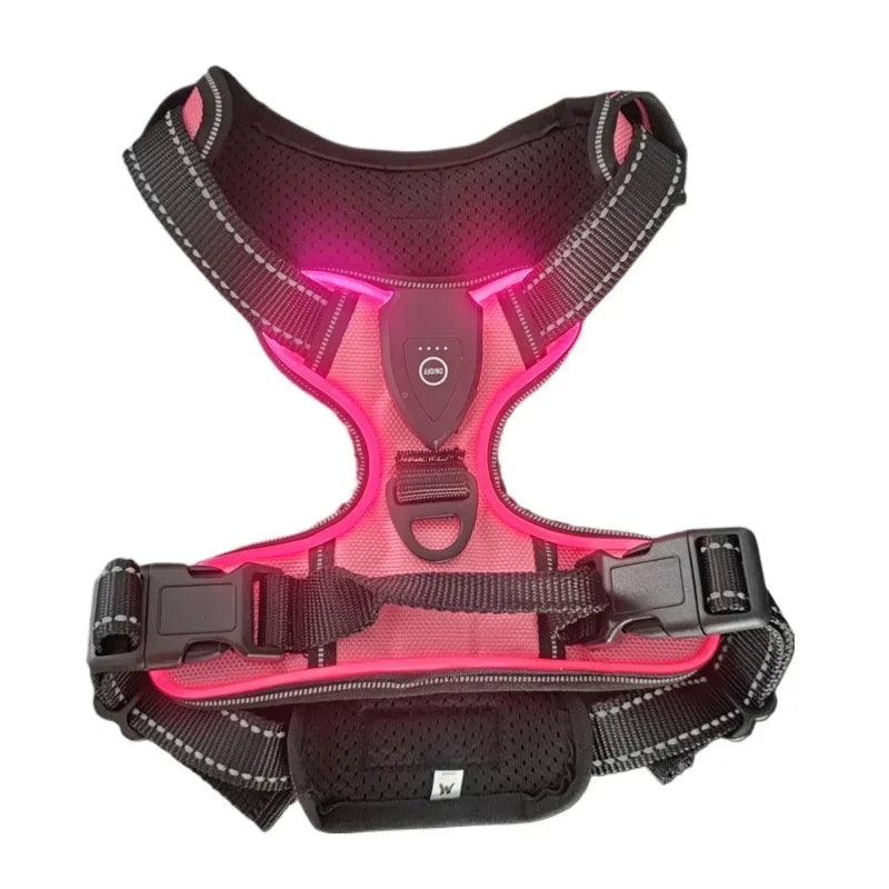 NONECN Led Luminous Dog Harness No Pull Adjustable Rechargeable Vest