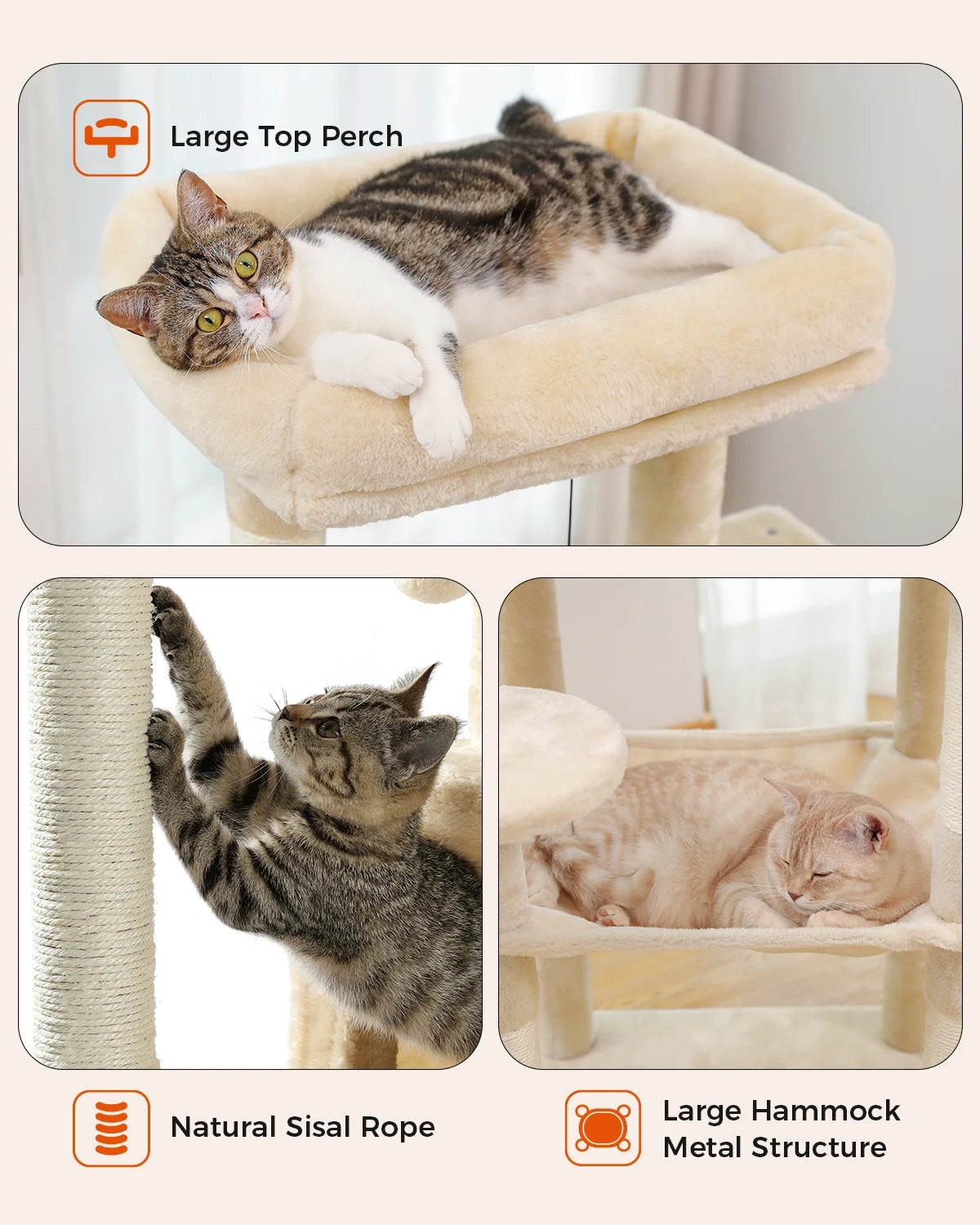 Pawz Road 5 Level Cat Tower For Large Cats Sisal Scratcher