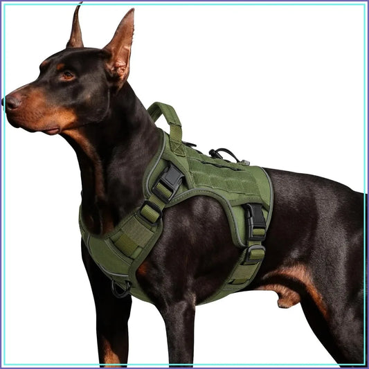 Tactical Dog Harness Reflective K9 Vest Heavy Duty No Pull With Handle Walking
