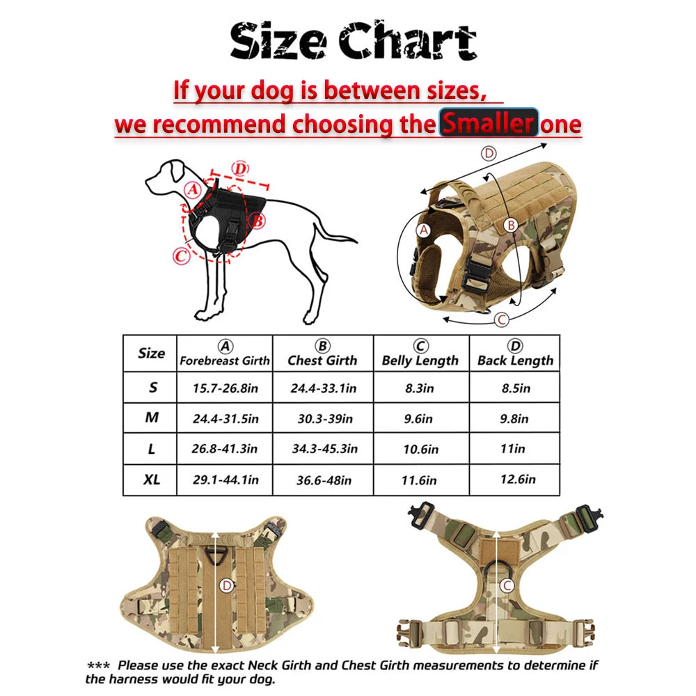 Tactical Dog Harness Leash Set For Large Malinois No Pull