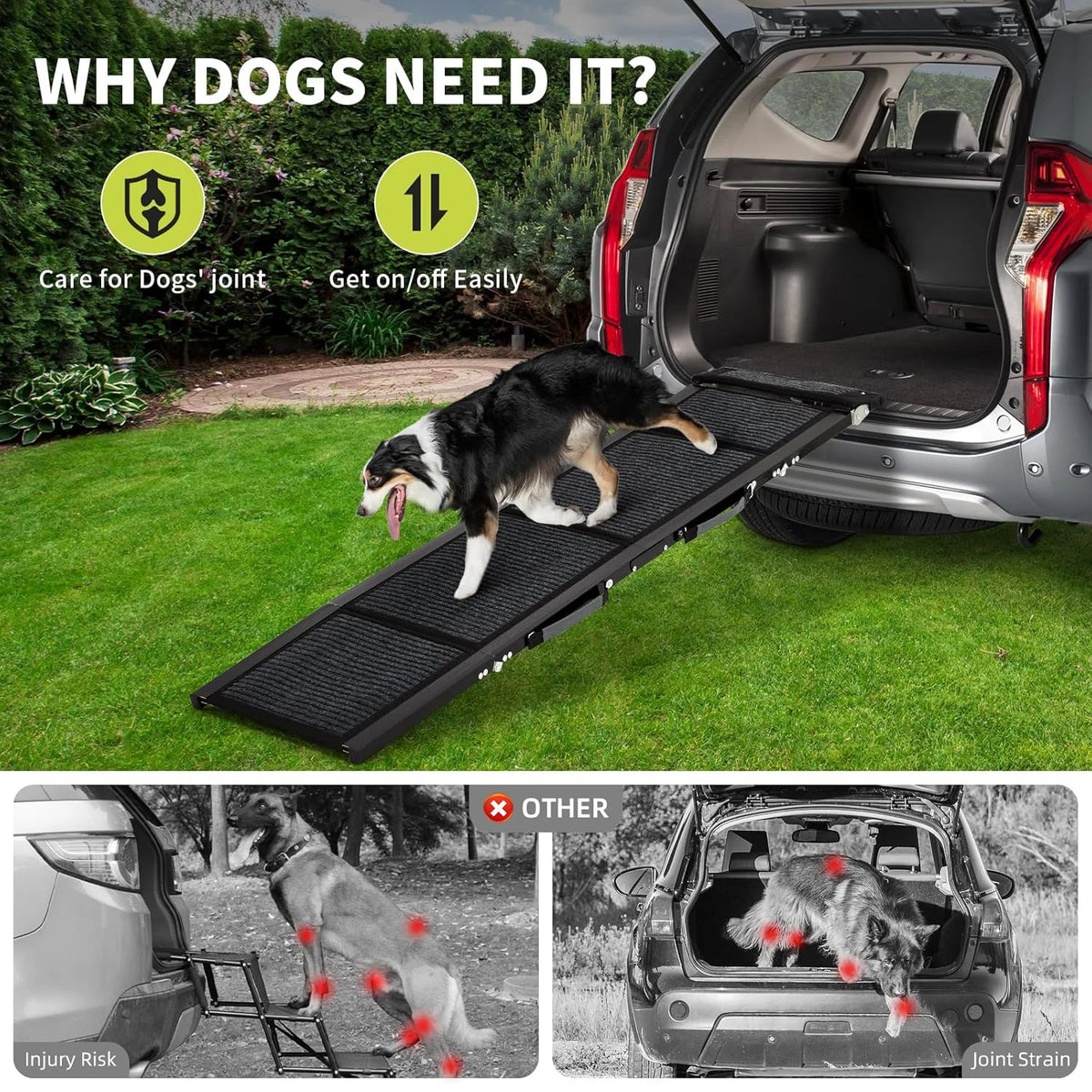 HiMISS Dog Door Folding Nonslip Pet Car Ramp for Dogs