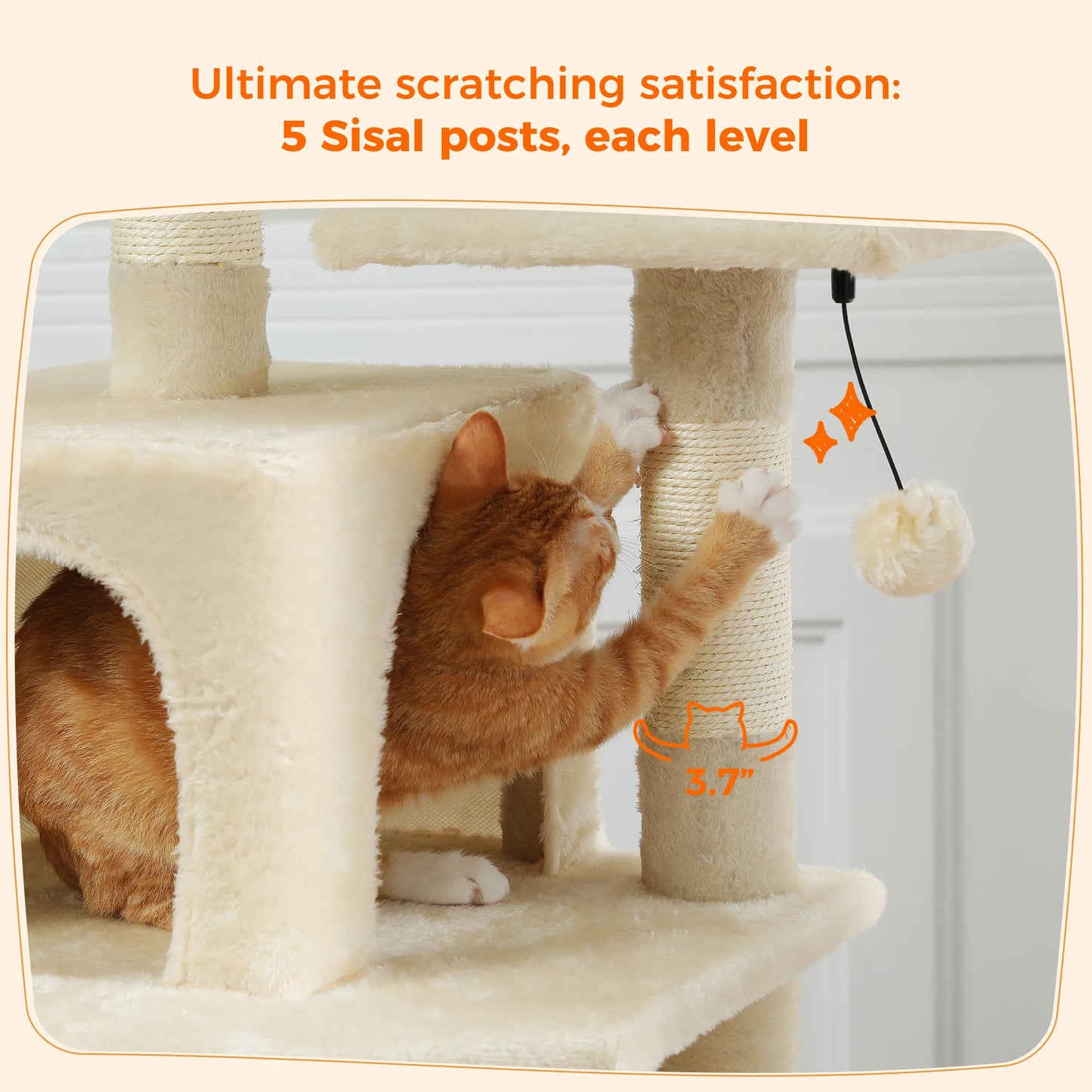 PEQULTI Cat Tree Tower Six Levels With Perches And Condos