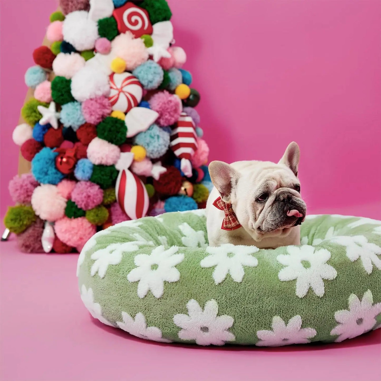 Donut Cat Bed Indoor Calming Plush With Anti Slip Bottom