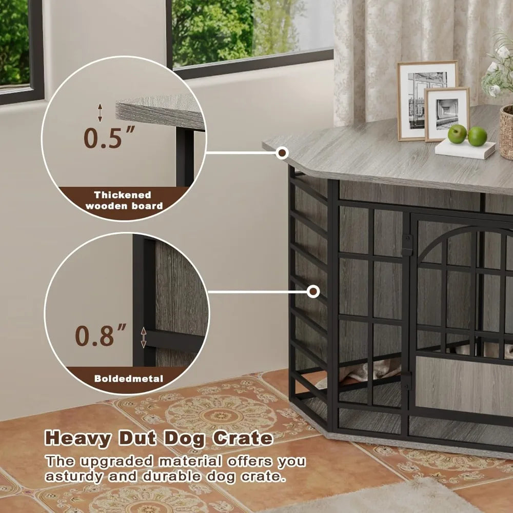 Corner Dog Crate Furniture Indoor Wooden End Table Kennel