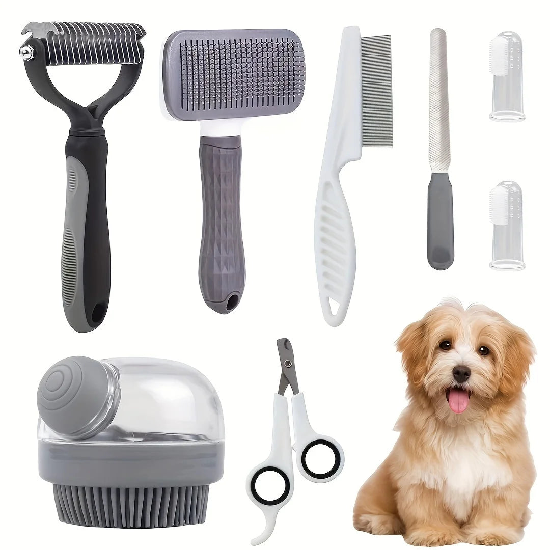 Dog Grooming Kit Self Cleaning With Nail Clippers And Comb