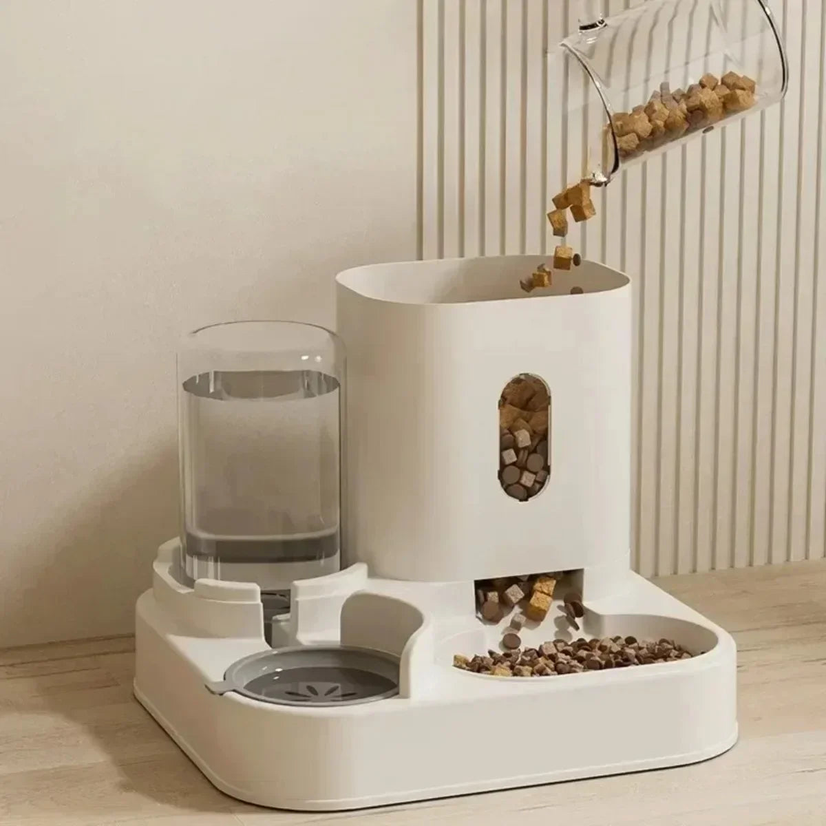 Automatic Pet Feeder With Water Fountain For Dogs And Cats
