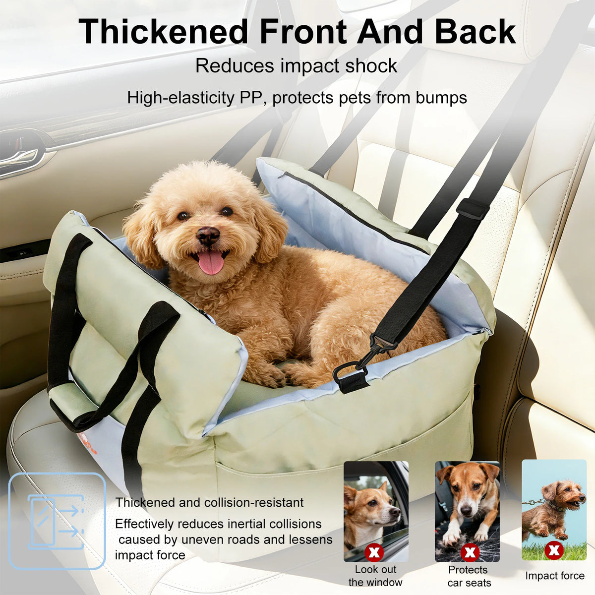 Borwart Portable Dog Booster Seat With Safety Belt And Cover