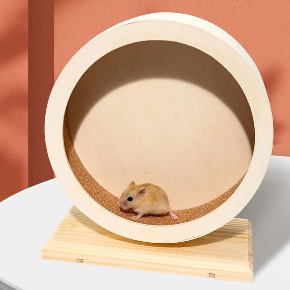 Wooden Hamster Running Wheel With Cork Pad And Bracket