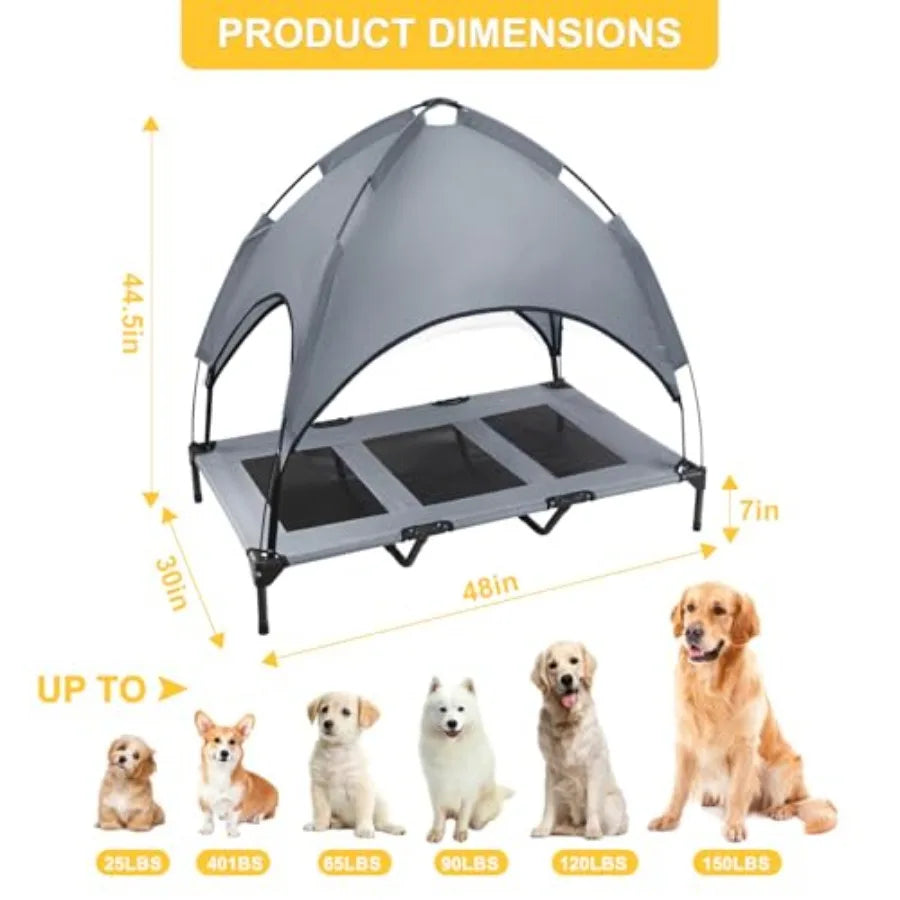 Elevated Canopy Dog Bed Portable Waterproof Outdoor Pet Cot