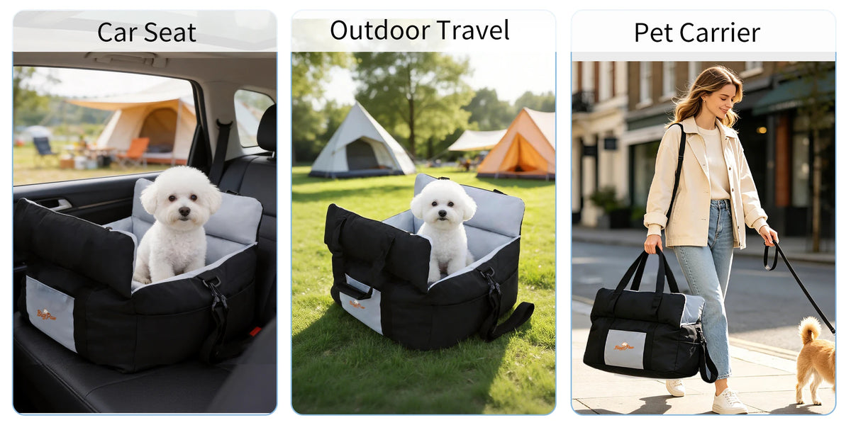 Borwart Portable Dog Booster Seat With Safety Belt And Cover