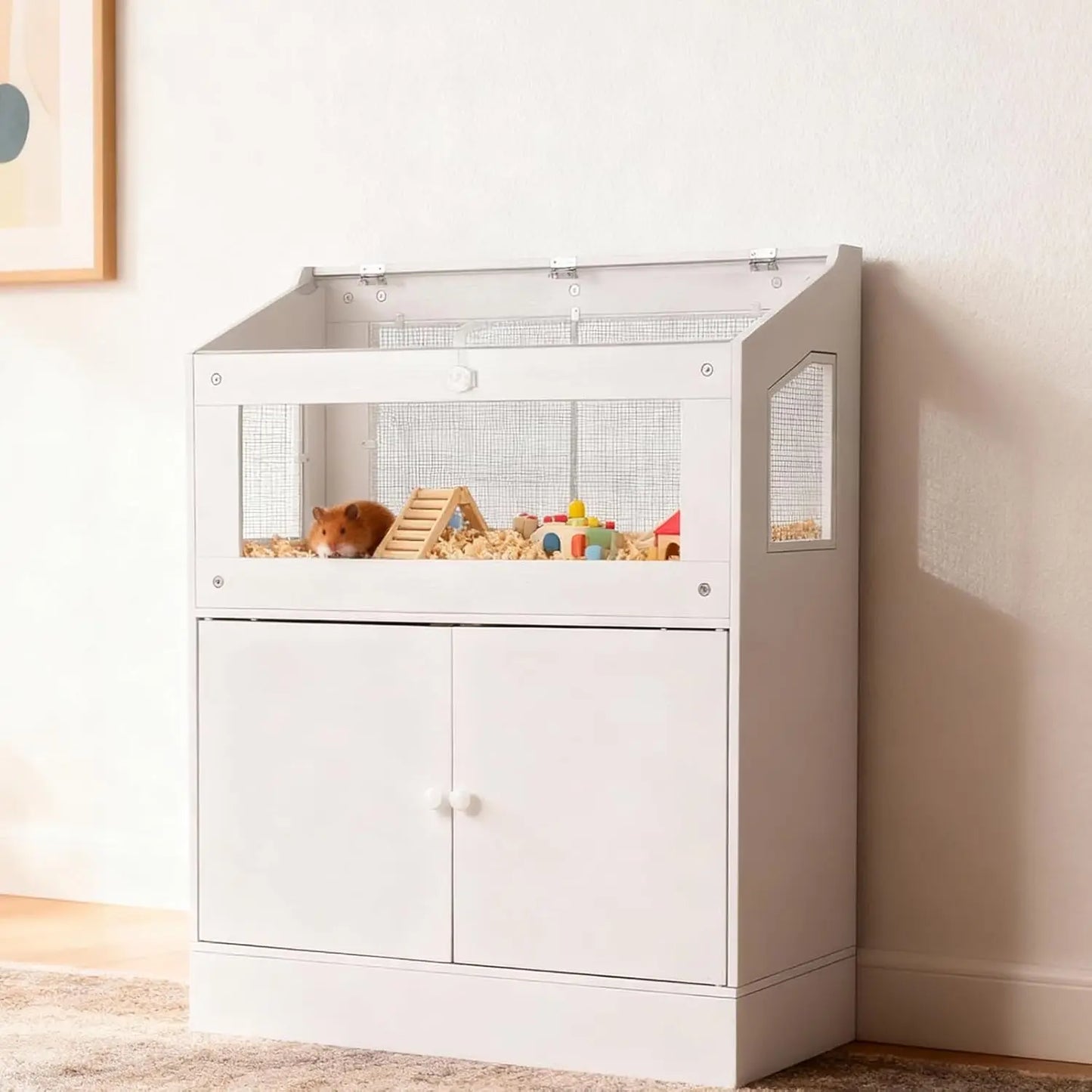 HiMISS Acrylic Small Animal Cage With Storage Cabinet For Hamster Guinea Pig