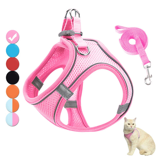 Reflective Cat Harness And Leash Set Adjustable For Cats