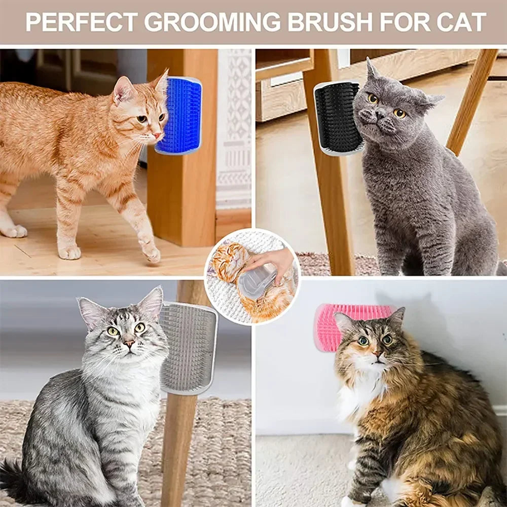 Cat Corner Scratcher Massage Comb With Catnip For Grooming and Deshedding