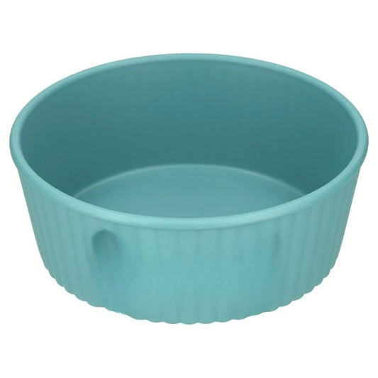 Embossed Woof Design Round Plastic Pet Feeding Bowl