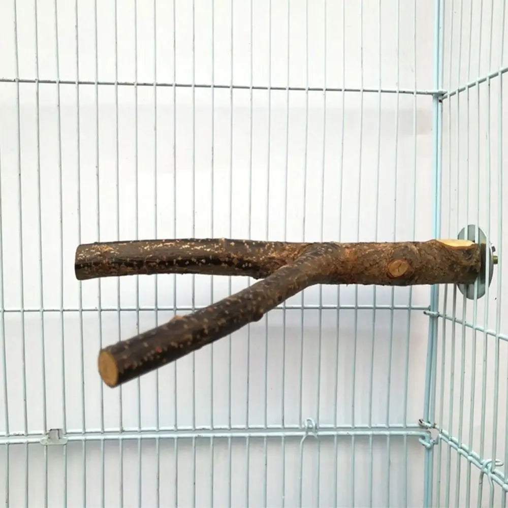 Wood Parrot Bird Stand Branch Rack Chew Toys 2 Pack