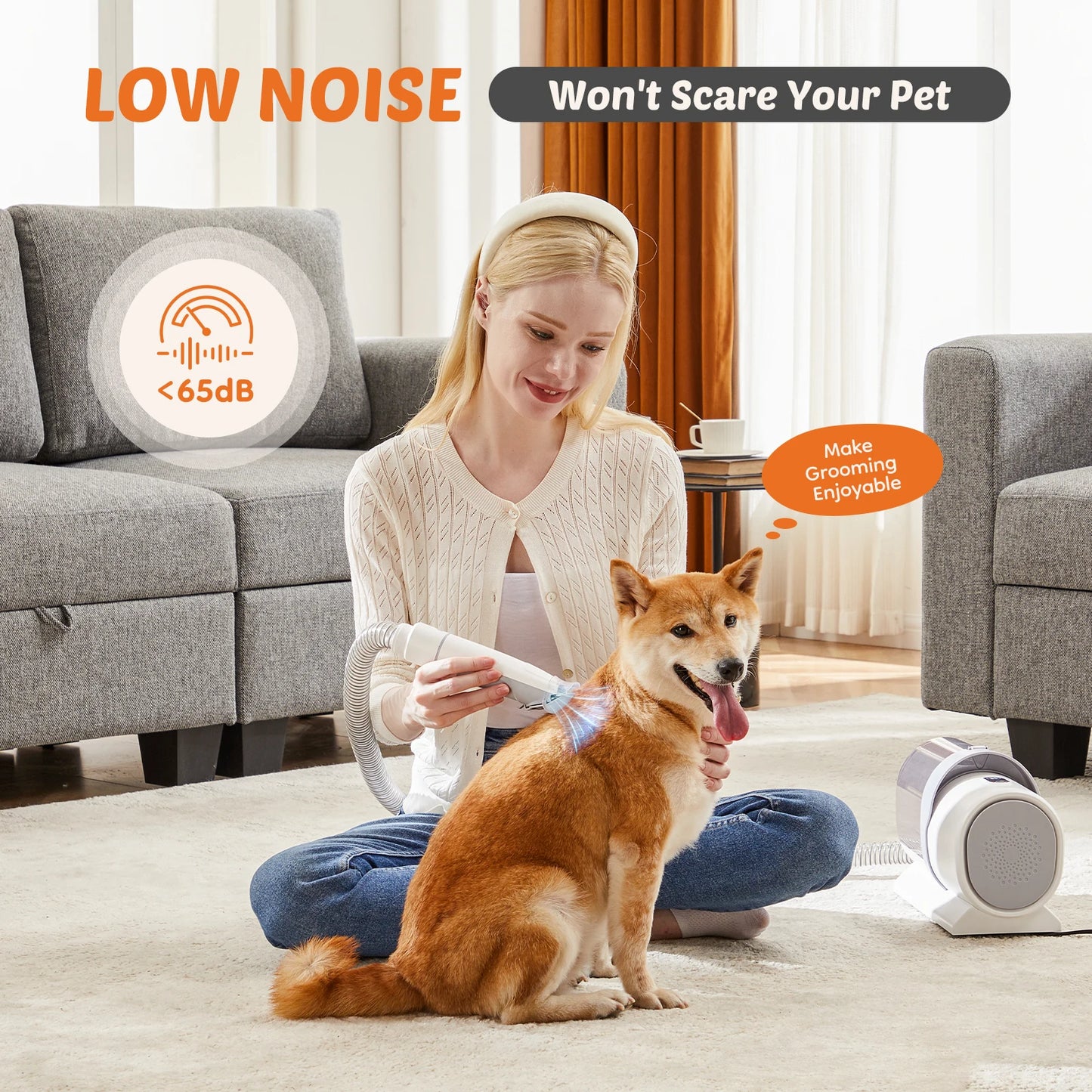 JHK Pet Grooming Vacuum Kit With Suction Modes And Tools