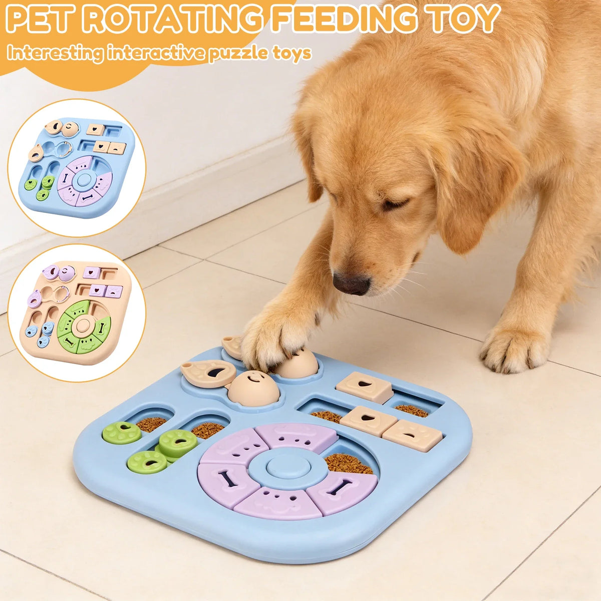 Rotating Dog Puzzle Toy With Treat Dispenser And Slow Feeder
