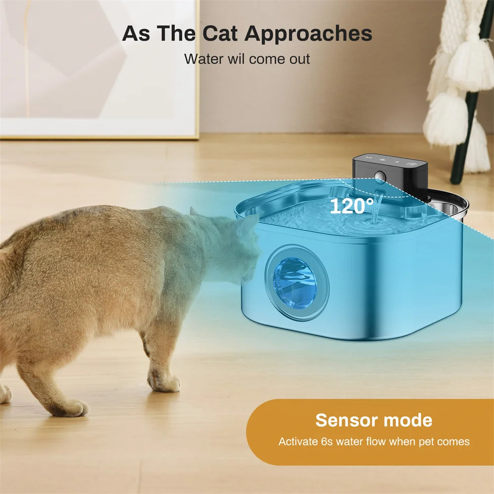 Weomg Rechargeable Stainless Steel Wireless Pet Water Fountain With Battery