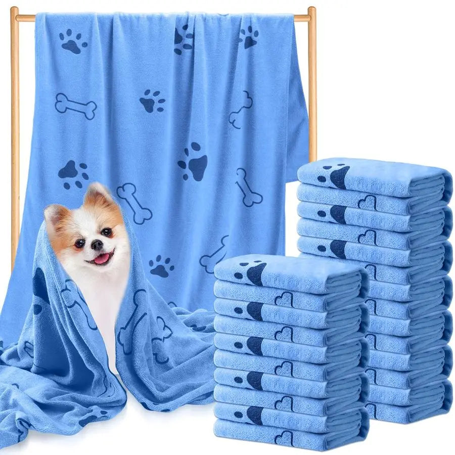 Microfiber Dog Grooming Towels Pack 12 Absorbent Pet Bath Towels
